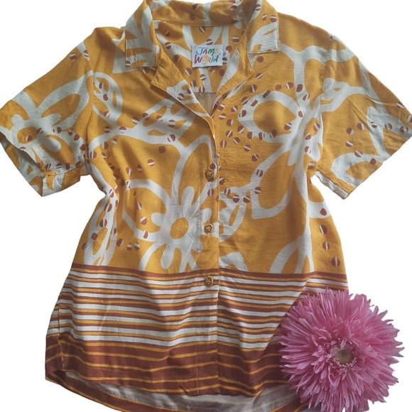 Jams World Tops - Vintage Jams World Hawaiian Printed Short Sleeve Shirt